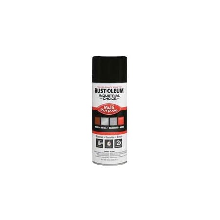 Rust-Oleum Spray Paint, 1600, Industrial, 12 oz, Aerosol, Spray Black 1679830